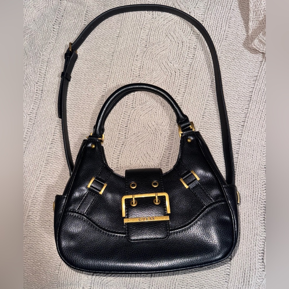 Guess Black Shoulder Bag with Gold Details - Picture 12 of 13